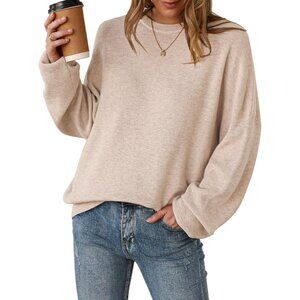 Women's Fashion Casual Apricot Sweaters Tops Style Wool Outfits Blend Crewneck